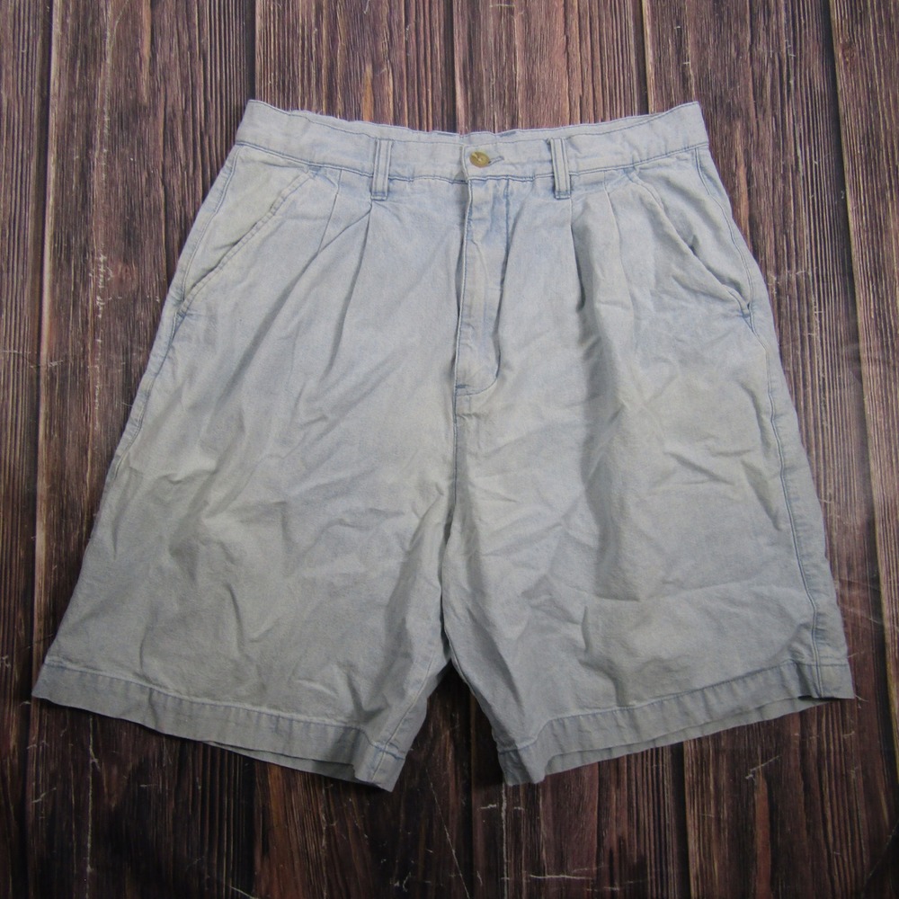 Catalina Navigator Shorts Mens 34 Light Blue Chambray Pleated Cotton II67-33